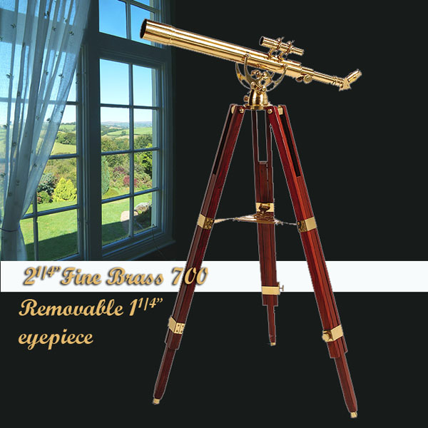 Fine Brass  2.5inch  Deluxe day & night observation telescope with HD Mahogany tripod